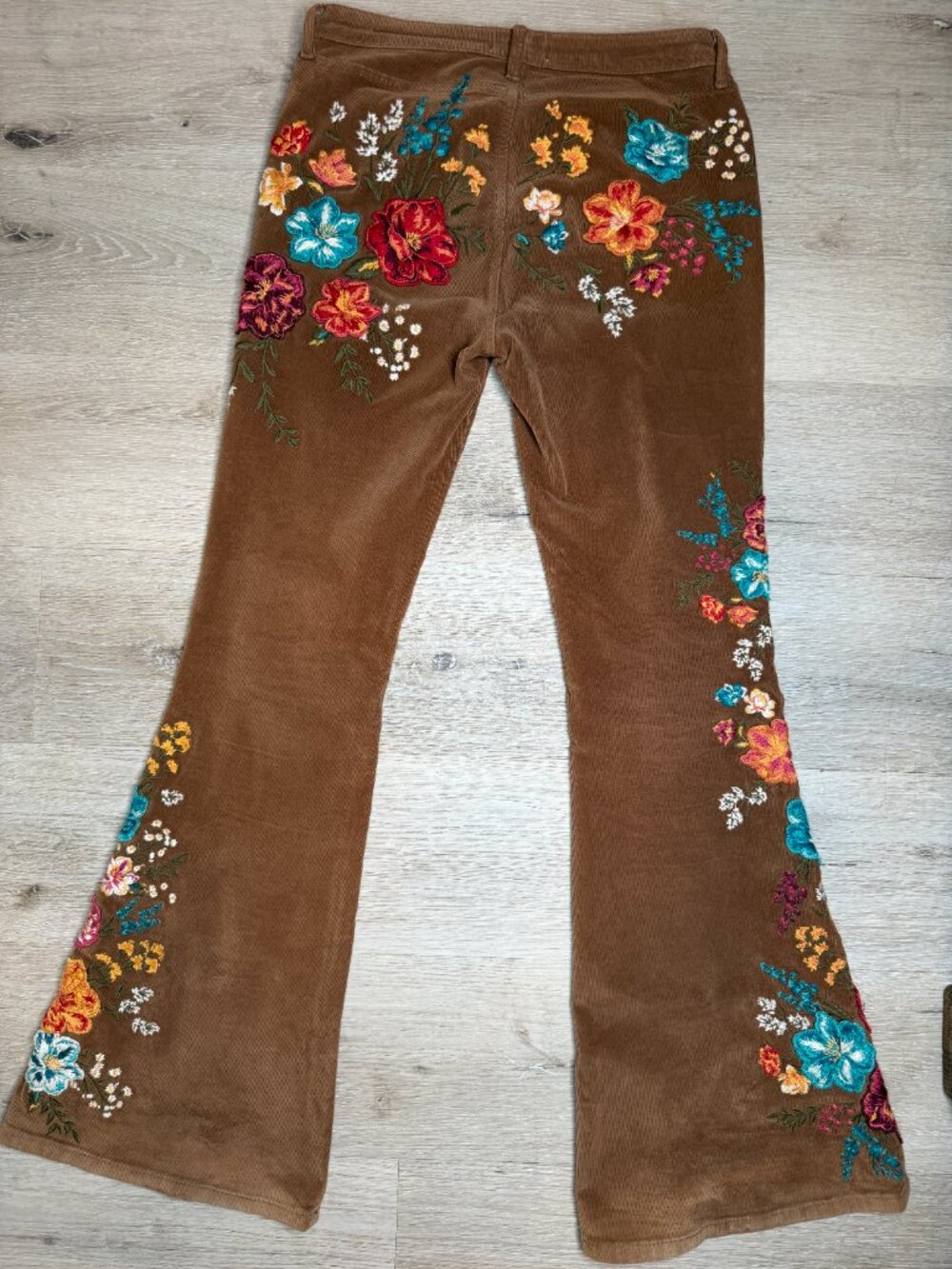 Driftwood x Free People Farrah Floral Embroidered Corduroy Flare Pants 28 - Picture 7 of 8